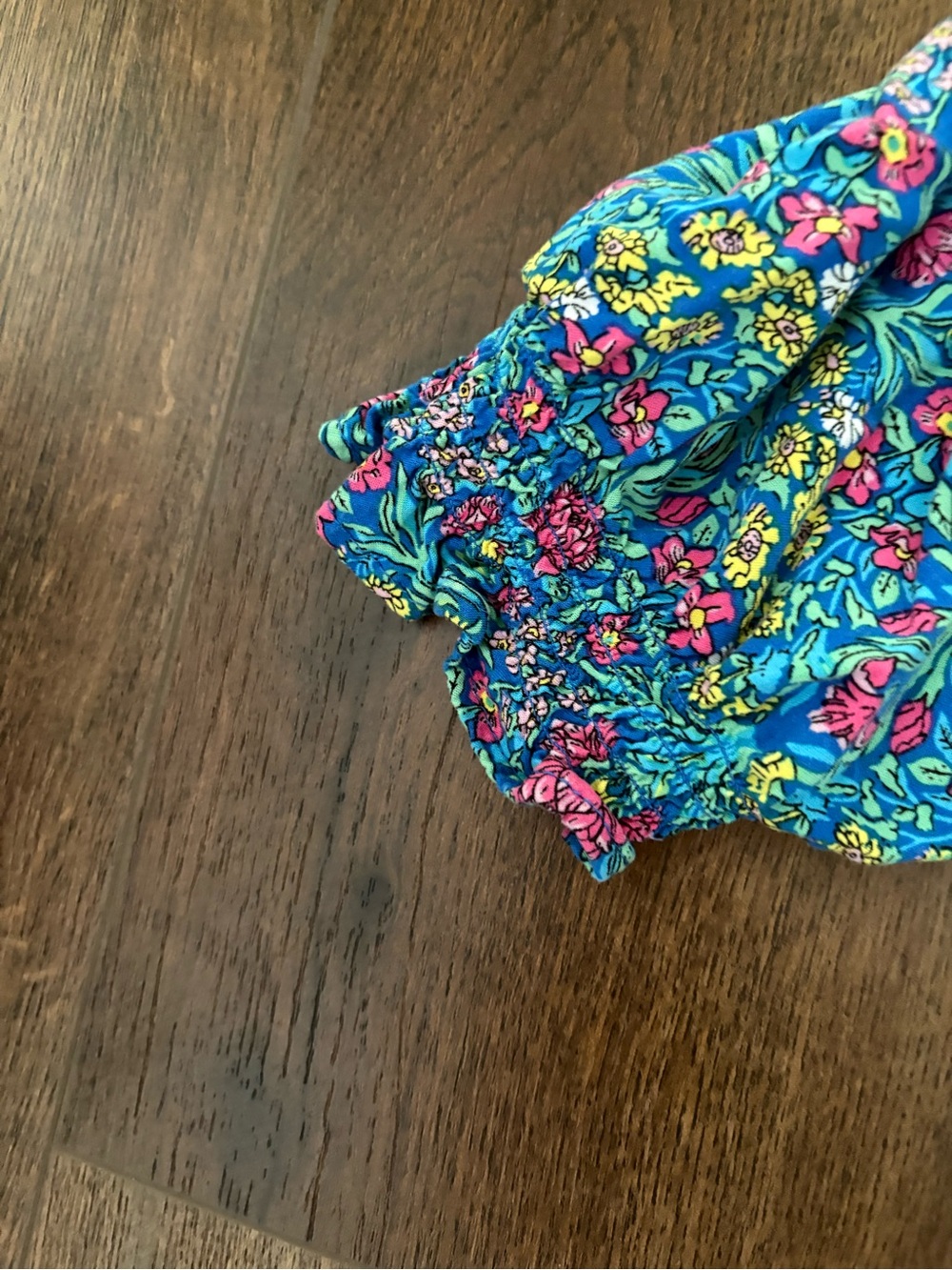 Jones New York Floral Print Vneck Blouse - Blue Pink Green - Picture 3 of 9